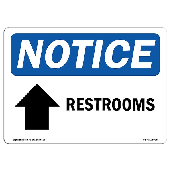 Sign, 3.5" H, Restrooms (Up Arrow) Sign With Symbol, Landscape, NS-D-35-L-18095-10PK